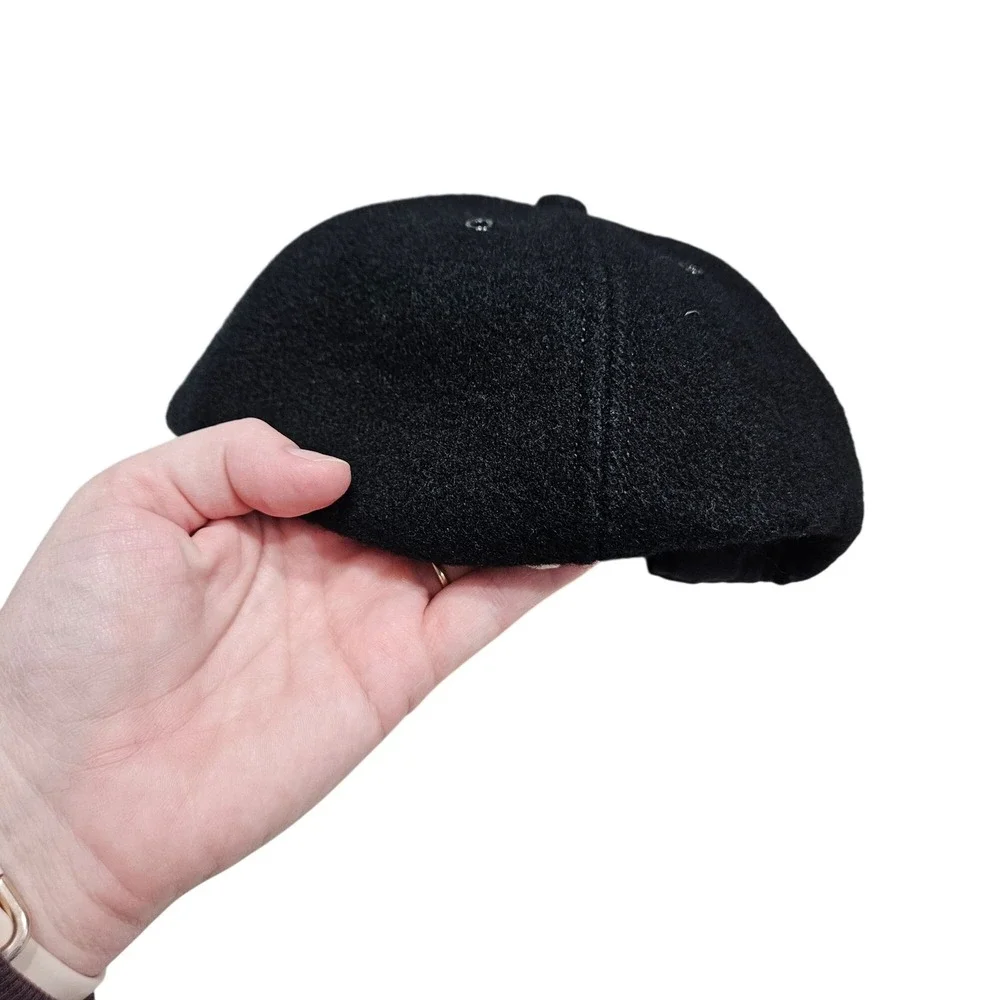 Vintage‎ J. Crew Black Wool Baseball Cap Size M Made In USA Unisex Classic Soft